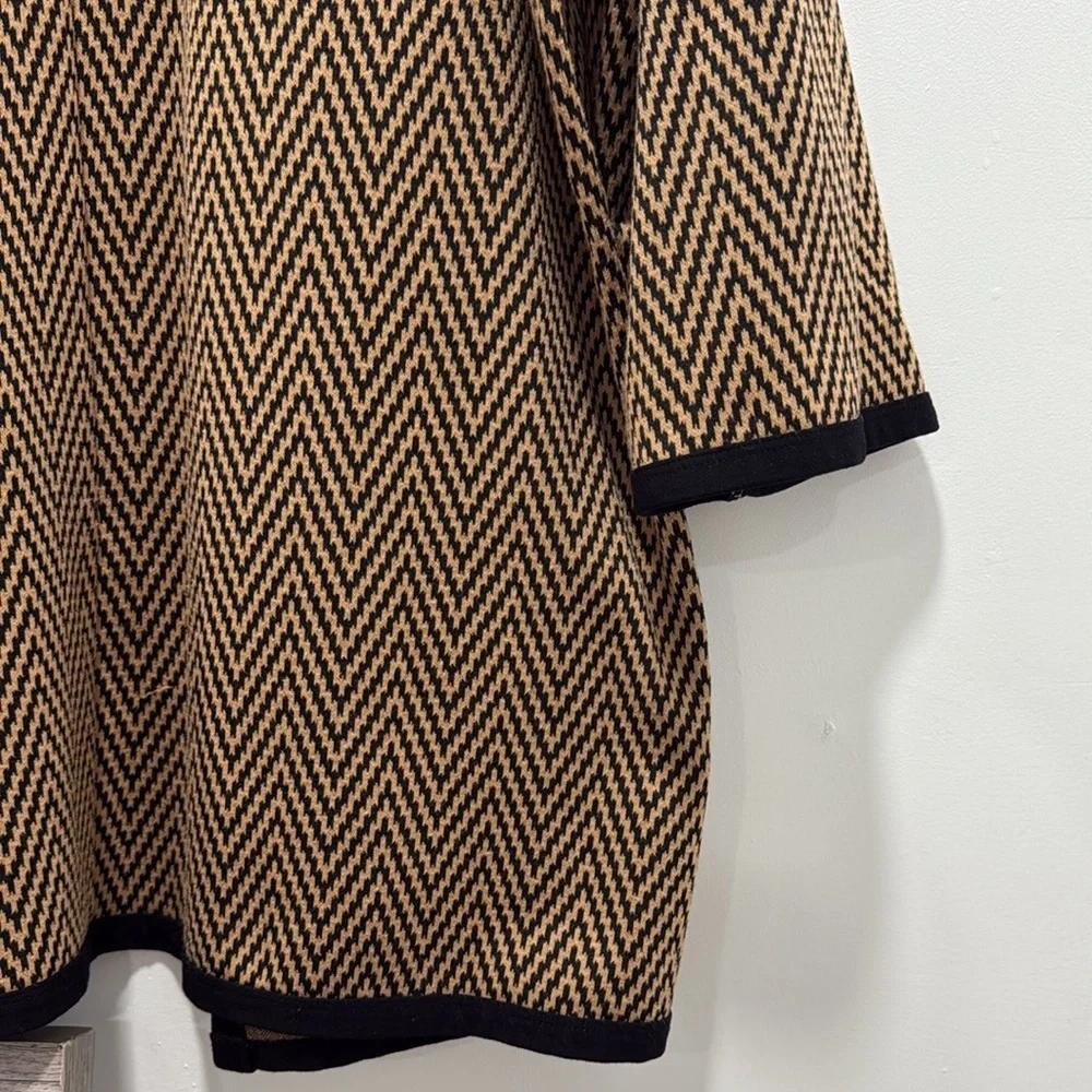 LIZ CLAIBORNE Career Chevron Brown and Black Open Front Blazer Cardigan-Size XL - Picture 3 of 4